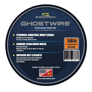 Shinratech Ghostwire Fluorocarbon Leader Line - 50lb 50yard spool