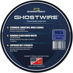 Shinratech Ghostwire Fluorocarbon Leader Line - 80lb 50yard spool